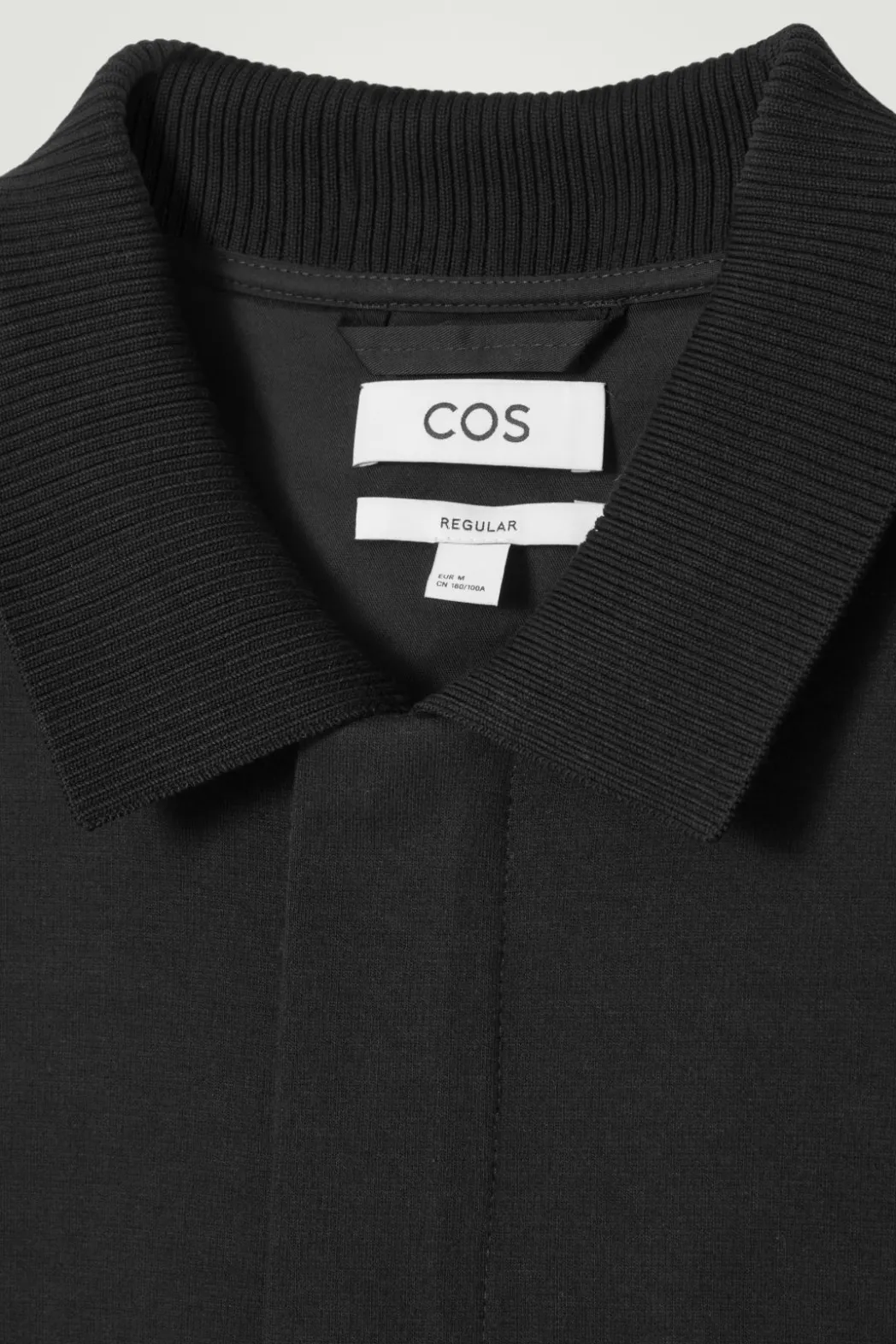 Sale COS COLLARED COTTON-JERSEY JACKET BLACK