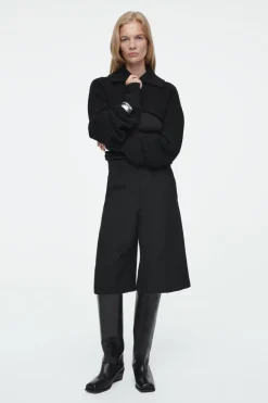 Sale COS COLLARED CROPPED KNITTED SWEATER BLACK