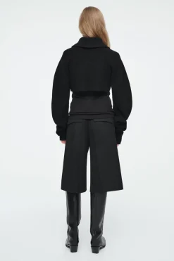 Sale COS COLLARED CROPPED KNITTED SWEATER BLACK