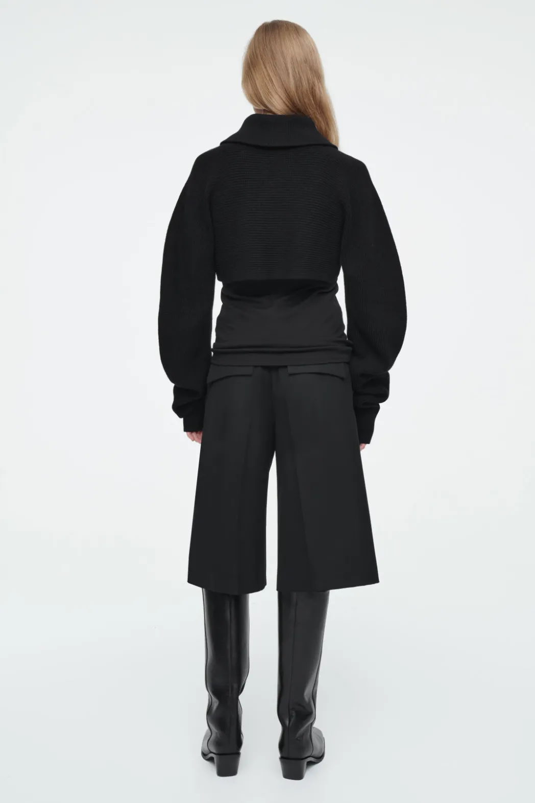 Sale COS COLLARED CROPPED KNITTED SWEATER BLACK