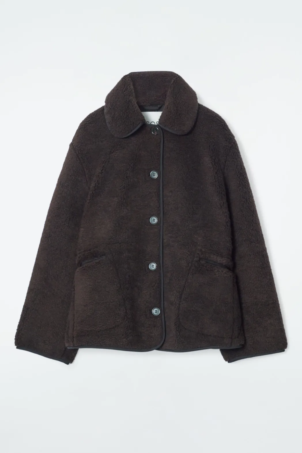 Discount COS COLLARED FAUX SHEARLING JACKET DARK BROWN
