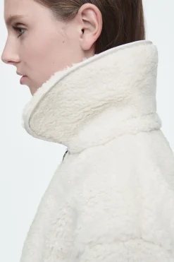 New COS COLLARED FAUX SHEARLING JACKET IVORY
