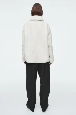 New COS COLLARED FAUX SHEARLING JACKET IVORY