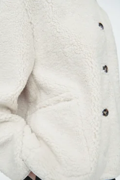 New COS COLLARED FAUX SHEARLING JACKET IVORY