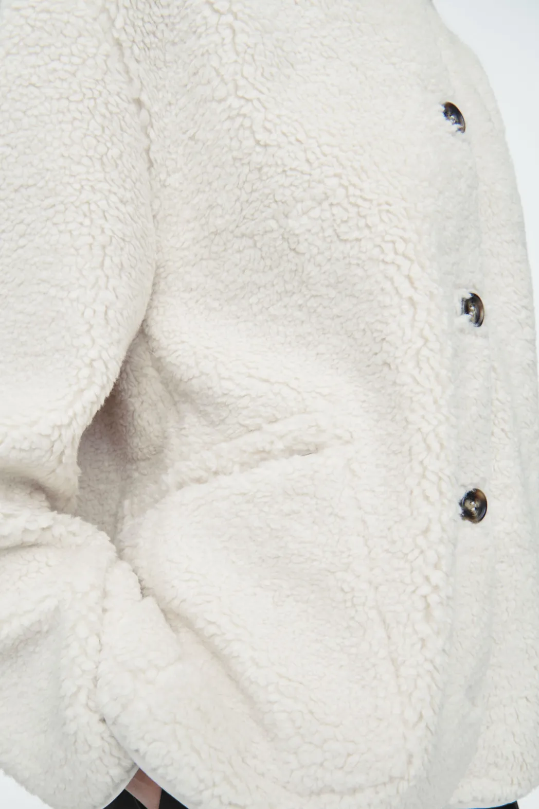 New COS COLLARED FAUX SHEARLING JACKET IVORY