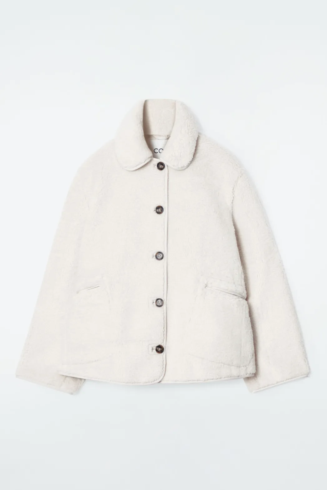 New COS COLLARED FAUX SHEARLING JACKET IVORY