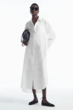 Best COS COLLARED MIDI SHIRT DRESS WHITE