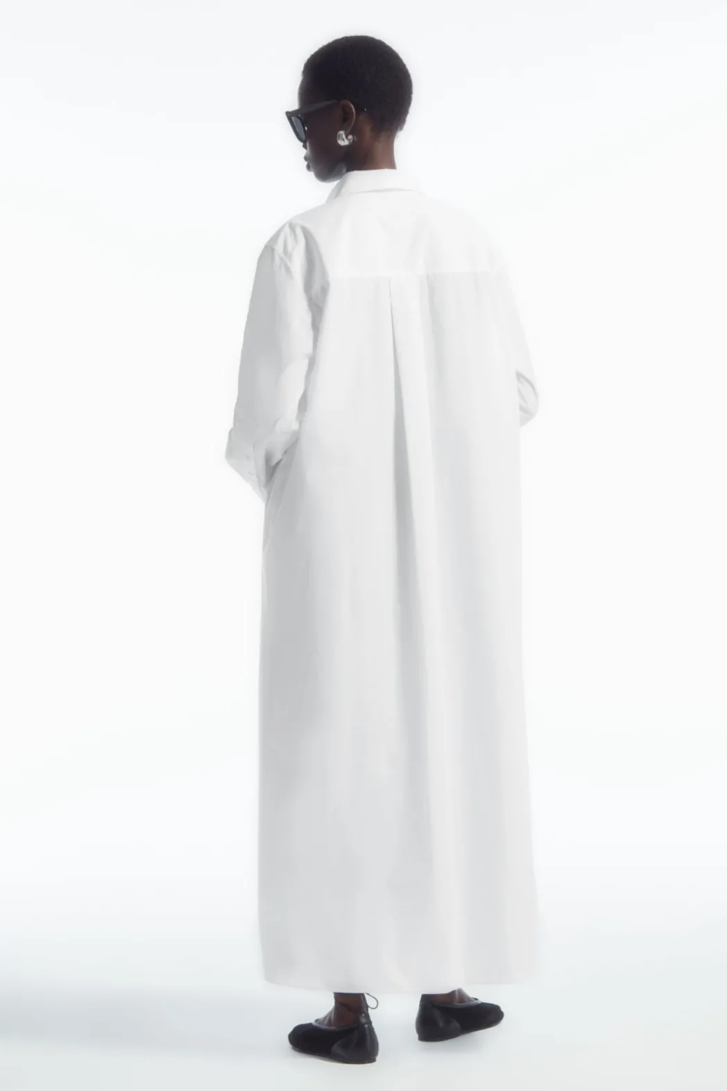 Best COS COLLARED MIDI SHIRT DRESS WHITE
