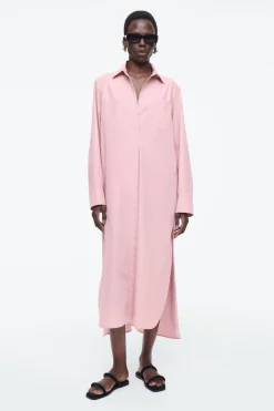 Clearance COS COLLARED MIDI SHIRT DRESS PINK
