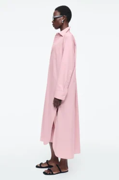 Clearance COS COLLARED MIDI SHIRT DRESS PINK