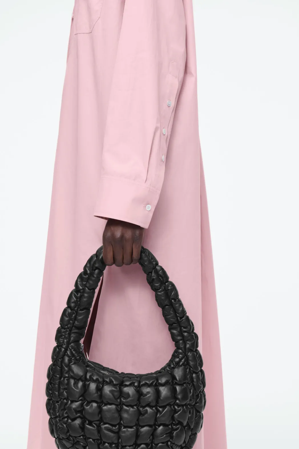 Clearance COS COLLARED MIDI SHIRT DRESS PINK