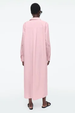 Clearance COS COLLARED MIDI SHIRT DRESS PINK