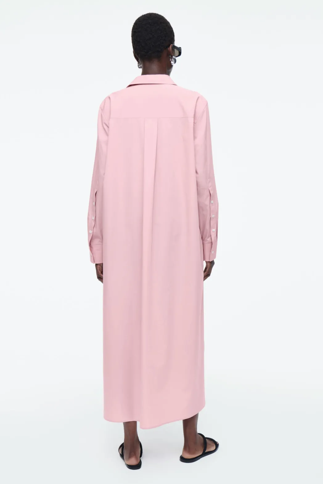 Clearance COS COLLARED MIDI SHIRT DRESS PINK