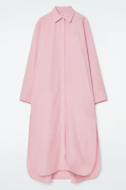 Clearance COS COLLARED MIDI SHIRT DRESS PINK