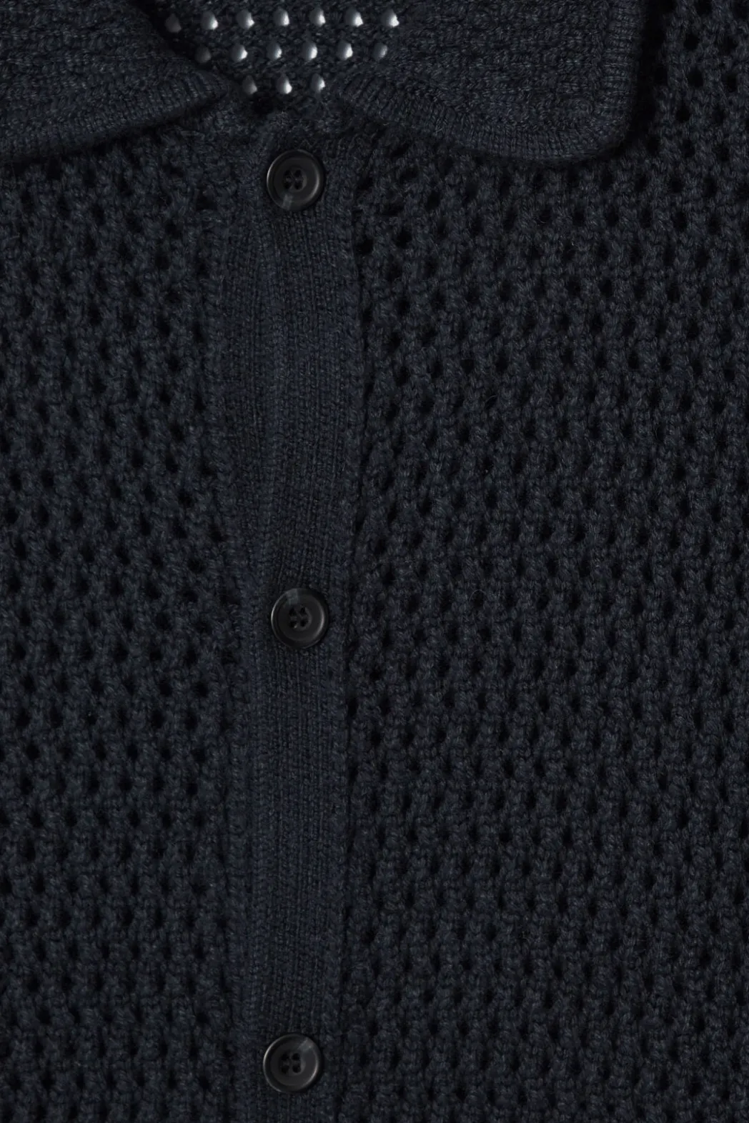 New COS COLLARED OPEN-KNIT WOOL CARDIGAN NAVY