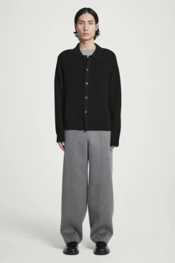 Sale COS COLLARED RIBBED WOOL-CASHMERE CARDIGAN BLACK