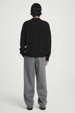 Sale COS COLLARED RIBBED WOOL-CASHMERE CARDIGAN BLACK