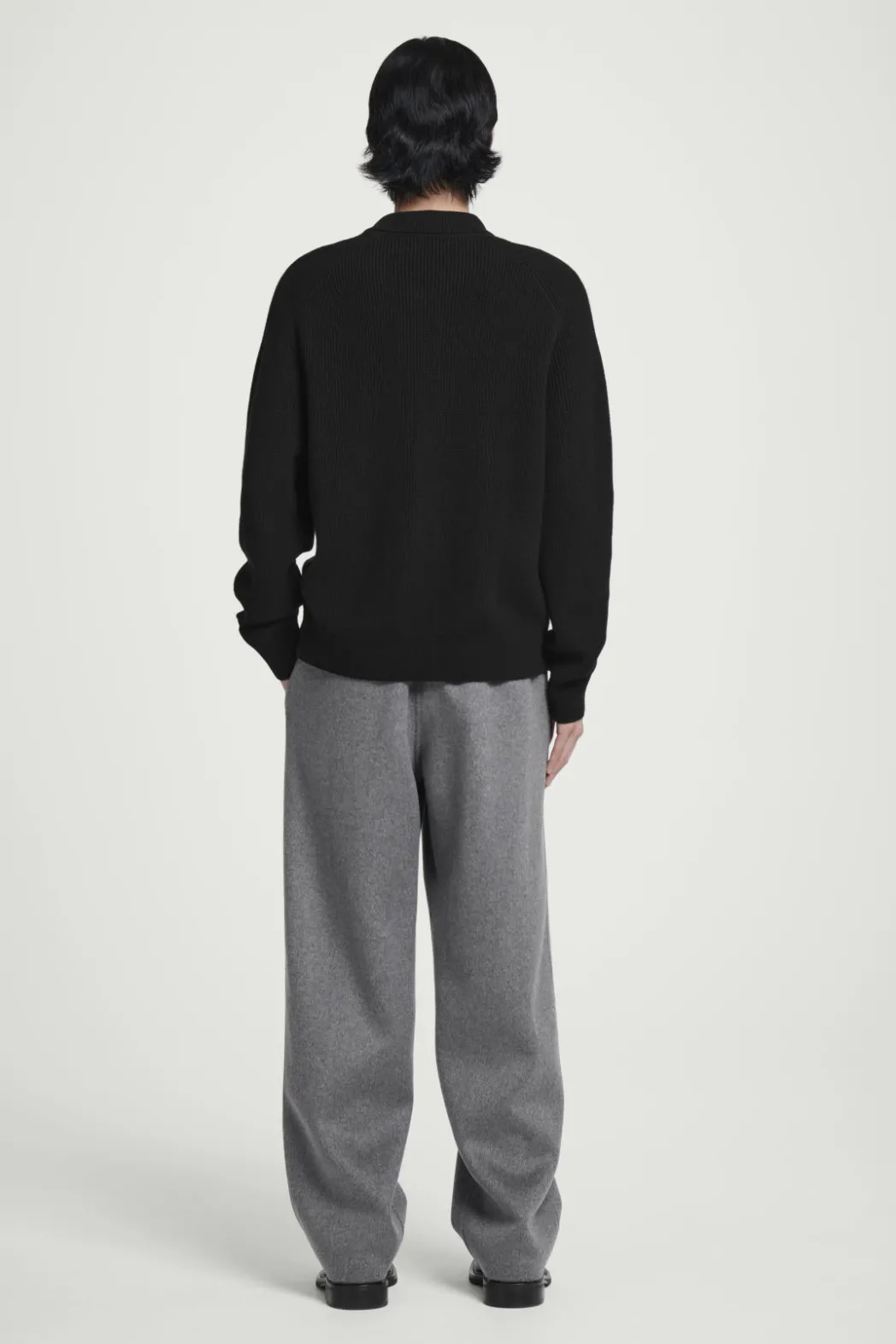 Sale COS COLLARED RIBBED WOOL-CASHMERE CARDIGAN BLACK