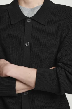 Sale COS COLLARED RIBBED WOOL-CASHMERE CARDIGAN BLACK