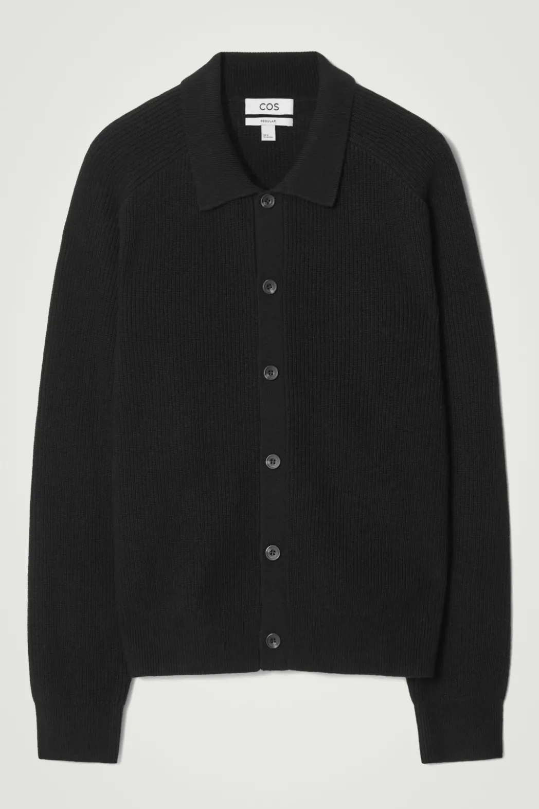 Sale COS COLLARED RIBBED WOOL-CASHMERE CARDIGAN BLACK