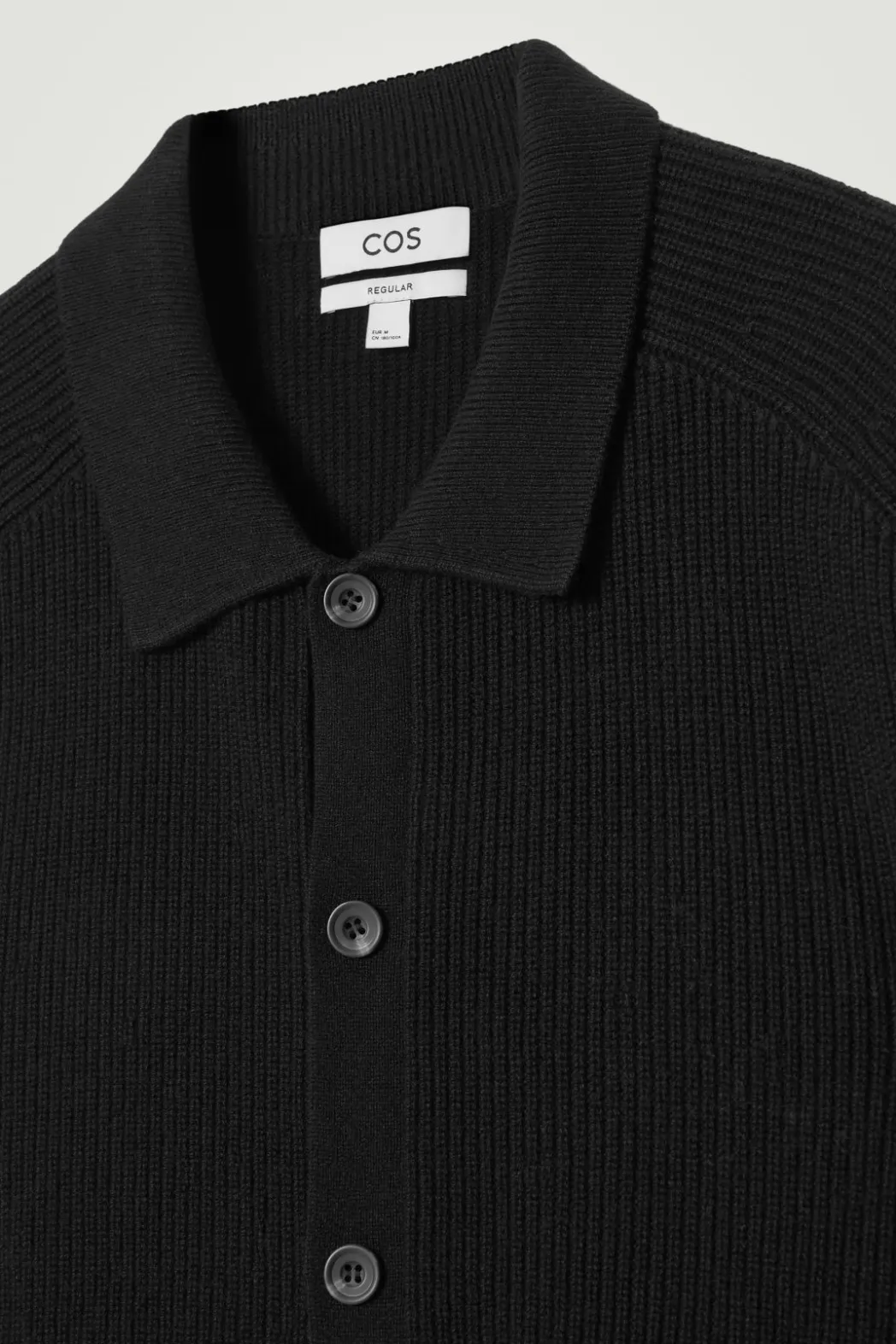 Sale COS COLLARED RIBBED WOOL-CASHMERE CARDIGAN BLACK