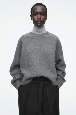 Discount COS COLOUR-BLOCK LAYERED WOOL JUMPER GRAY