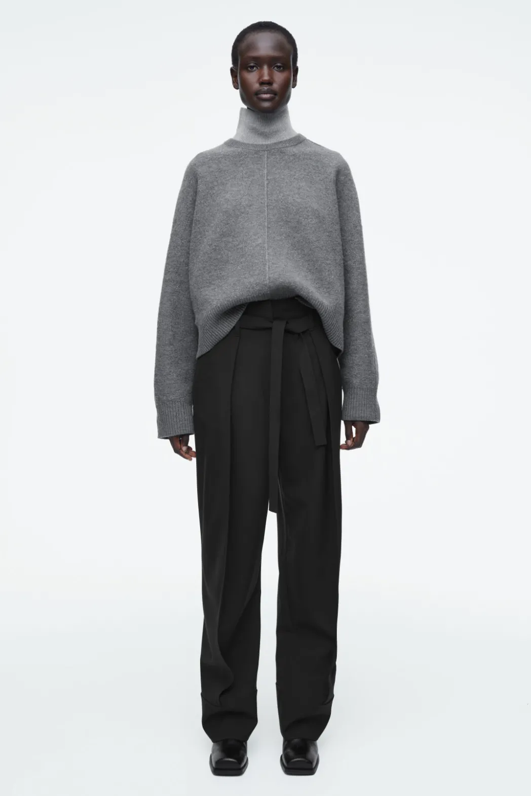 Discount COS COLOUR-BLOCK LAYERED WOOL JUMPER GRAY