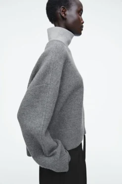 Discount COS COLOUR-BLOCK LAYERED WOOL JUMPER GRAY