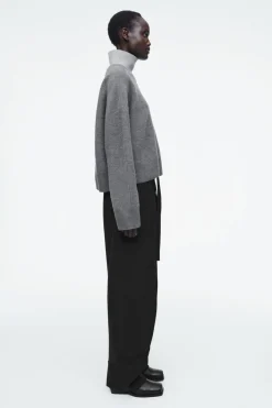 Discount COS COLOUR-BLOCK LAYERED WOOL JUMPER GRAY