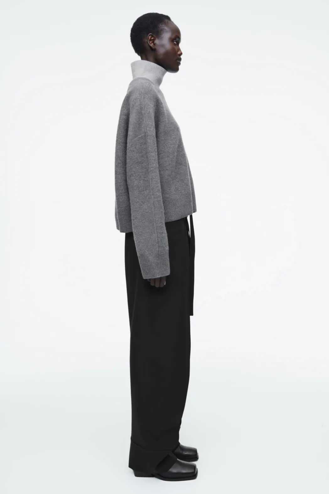 Discount COS COLOUR-BLOCK LAYERED WOOL JUMPER GRAY