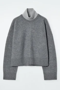 Discount COS COLOUR-BLOCK LAYERED WOOL JUMPER GRAY