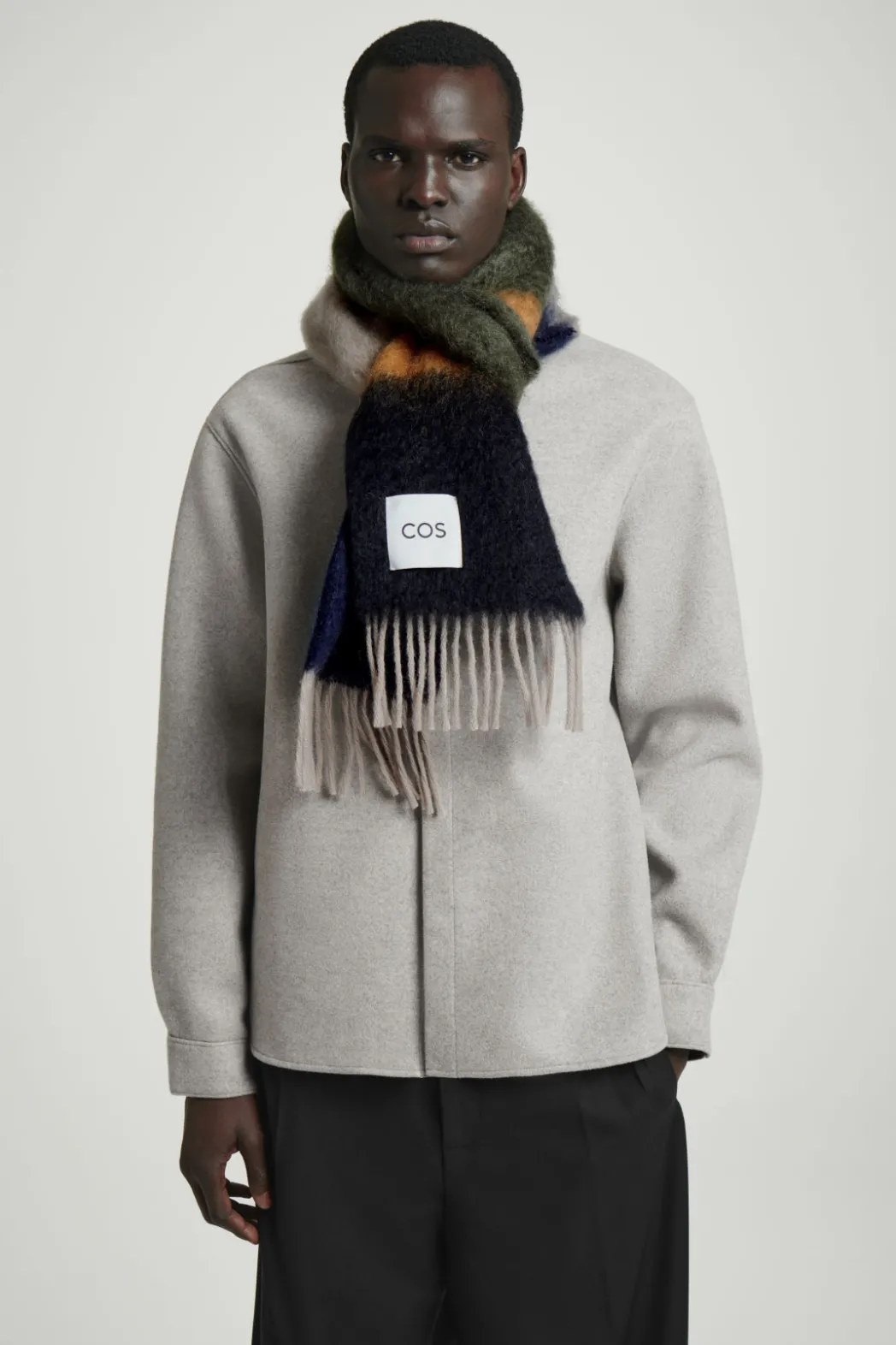 Clearance COS COLOUR-BLOCK MOHAIR SCARF NAVY / STRIPED
