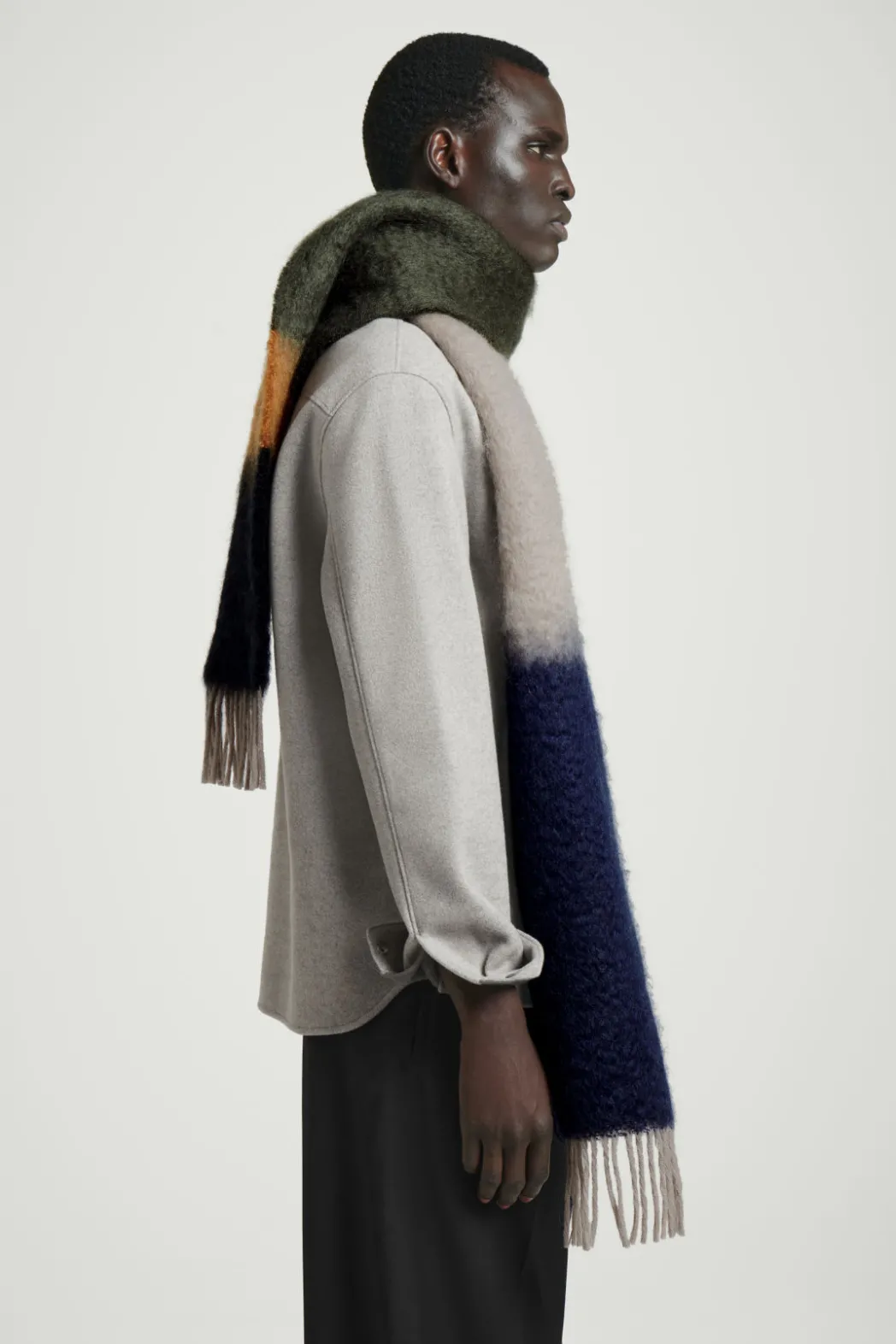 Clearance COS COLOUR-BLOCK MOHAIR SCARF NAVY / STRIPED