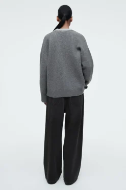 Discount COS COLOUR-BLOCK WOOL V-NECK CARDIGAN GRAY