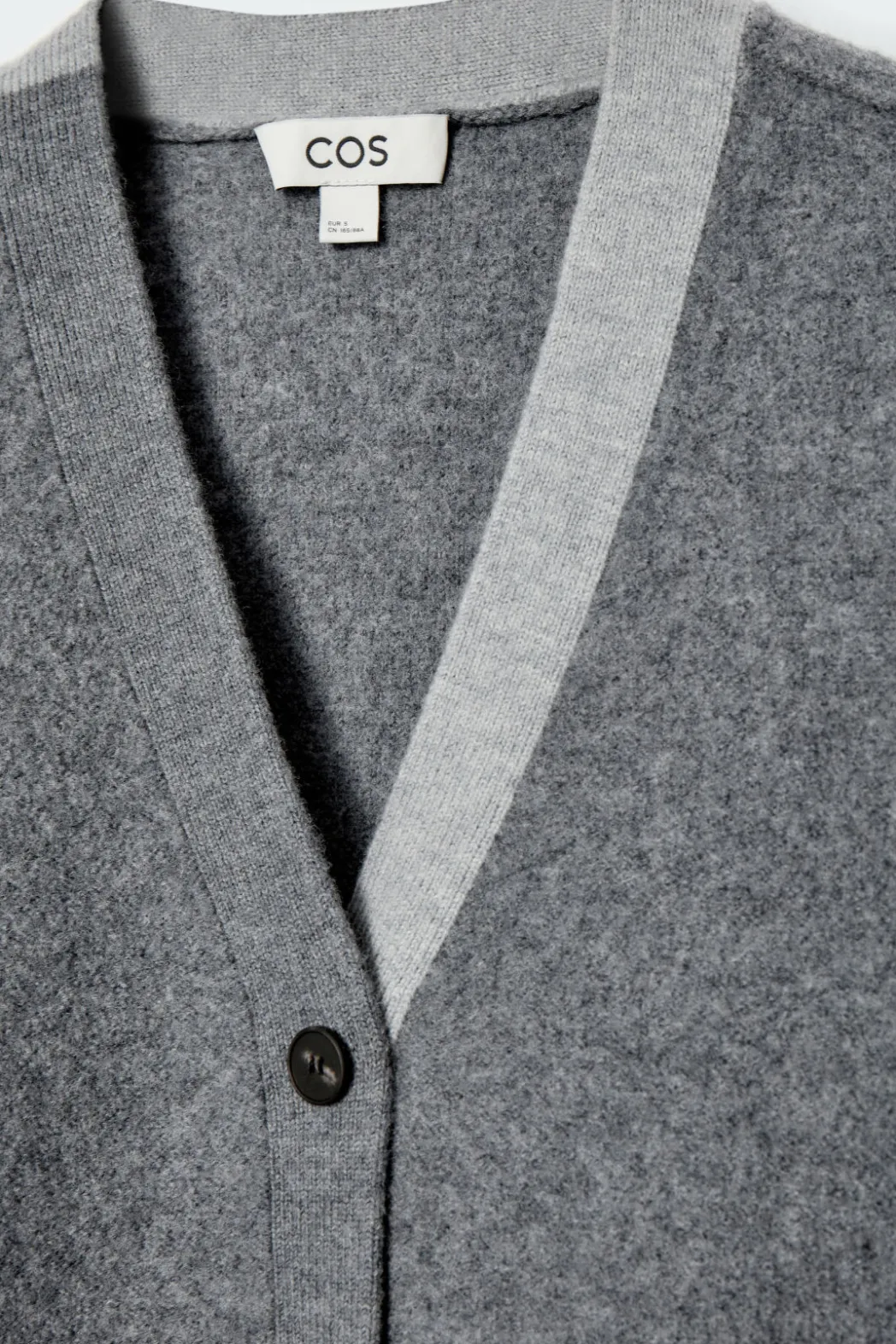 Discount COS COLOUR-BLOCK WOOL V-NECK CARDIGAN GRAY