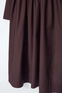 New COS CONTRAST-PANEL LONG-SLEEVED MIDI DRESS BURGUNDY