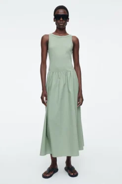 Best COS CONTRAST-PANEL MAXI DRESS SAGE GREEN