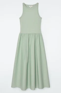 Best COS CONTRAST-PANEL MAXI DRESS SAGE GREEN