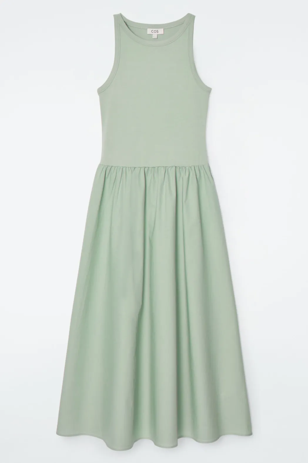 Best COS CONTRAST-PANEL MAXI DRESS SAGE GREEN