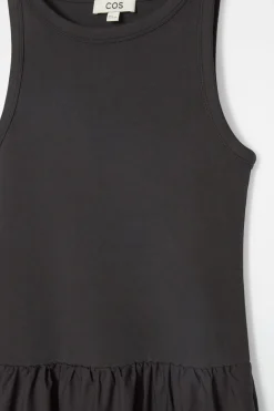New COS CONTRAST-PANEL MAXI DRESS BLACK