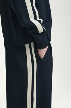 Outlet COS CONTRAST-STRIPE KNITTED JOGGERS NAVY / IVORY