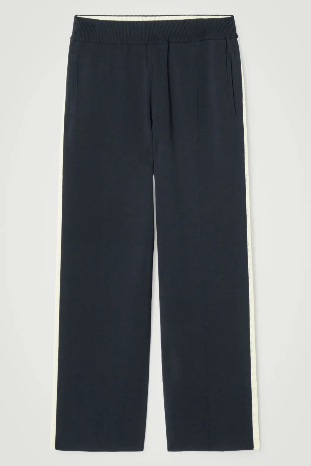 Outlet COS CONTRAST-STRIPE KNITTED JOGGERS NAVY / IVORY