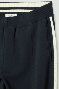 Outlet COS CONTRAST-STRIPE KNITTED JOGGERS NAVY / IVORY