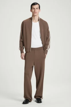 Outlet COS CONTRAST-STRIPE KNITTED JOGGERS BROWN / IVORY