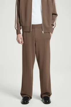 Outlet COS CONTRAST-STRIPE KNITTED JOGGERS BROWN / IVORY
