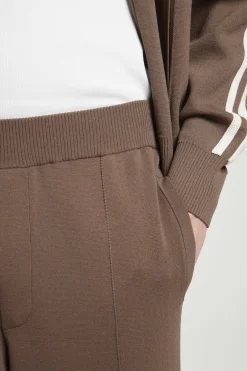 Outlet COS CONTRAST-STRIPE KNITTED JOGGERS BROWN / IVORY