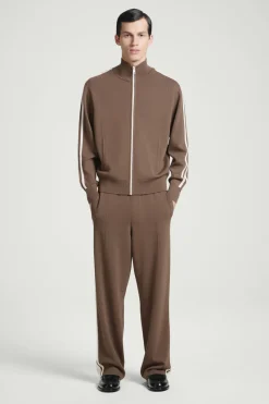 Outlet COS CONTRAST-STRIPE KNITTED JOGGERS BROWN / IVORY