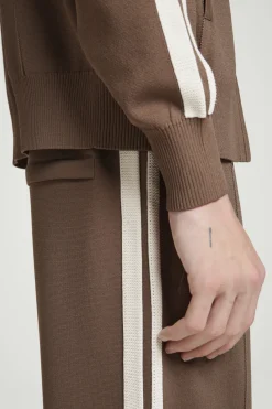 Outlet COS CONTRAST-STRIPE KNITTED JOGGERS BROWN / IVORY
