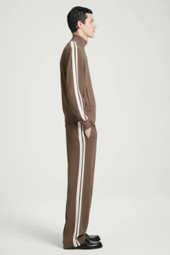 Outlet COS CONTRAST-STRIPE KNITTED JOGGERS BROWN / IVORY
