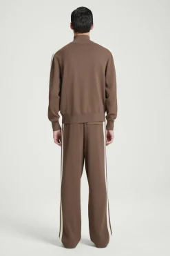 Outlet COS CONTRAST-STRIPE KNITTED JOGGERS BROWN / IVORY